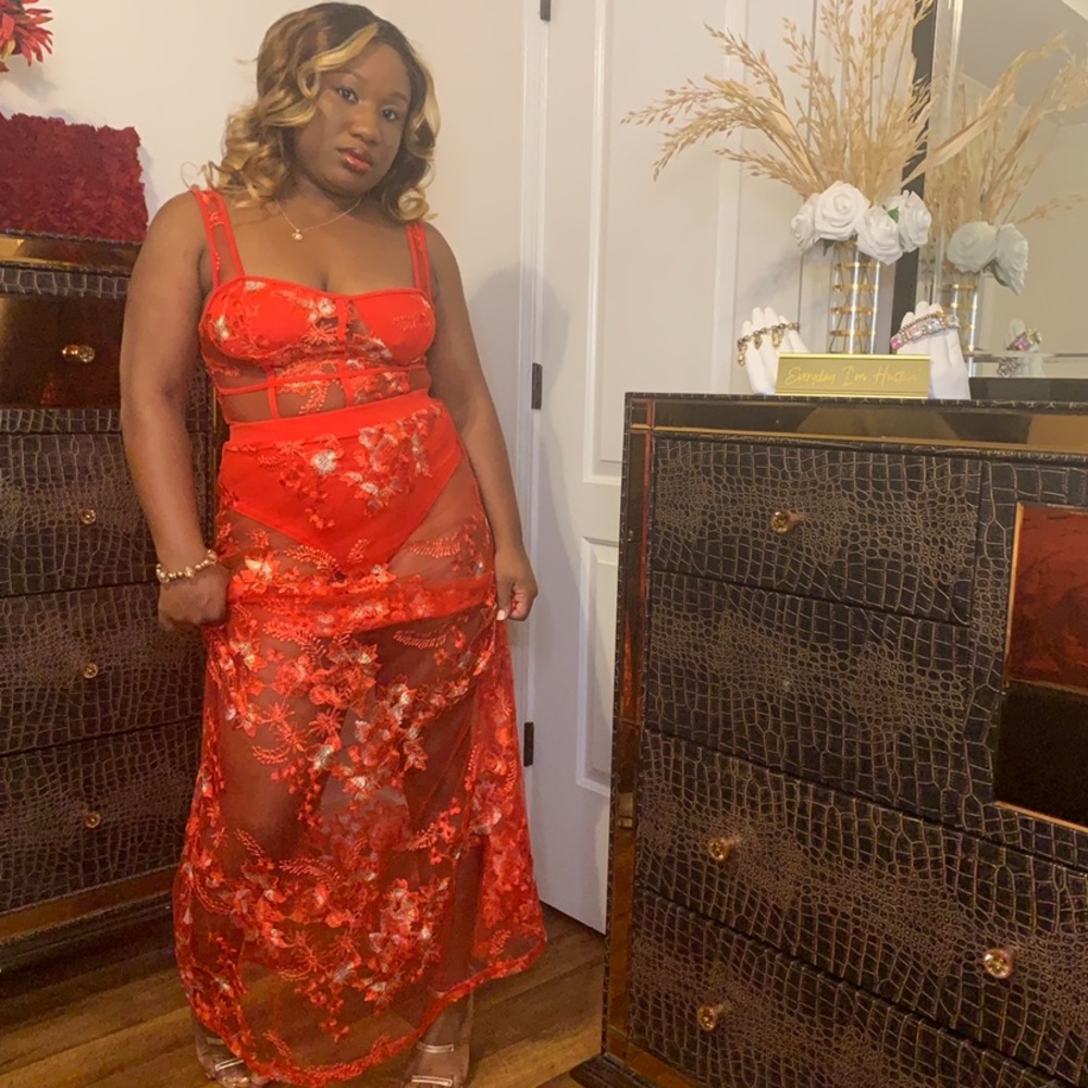 Red 2pc Skirt Set